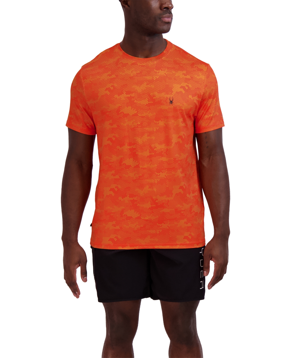Spyder Men's Camo Printed Jersey Short Sleeve Rash Guard T-shirt In Tiger