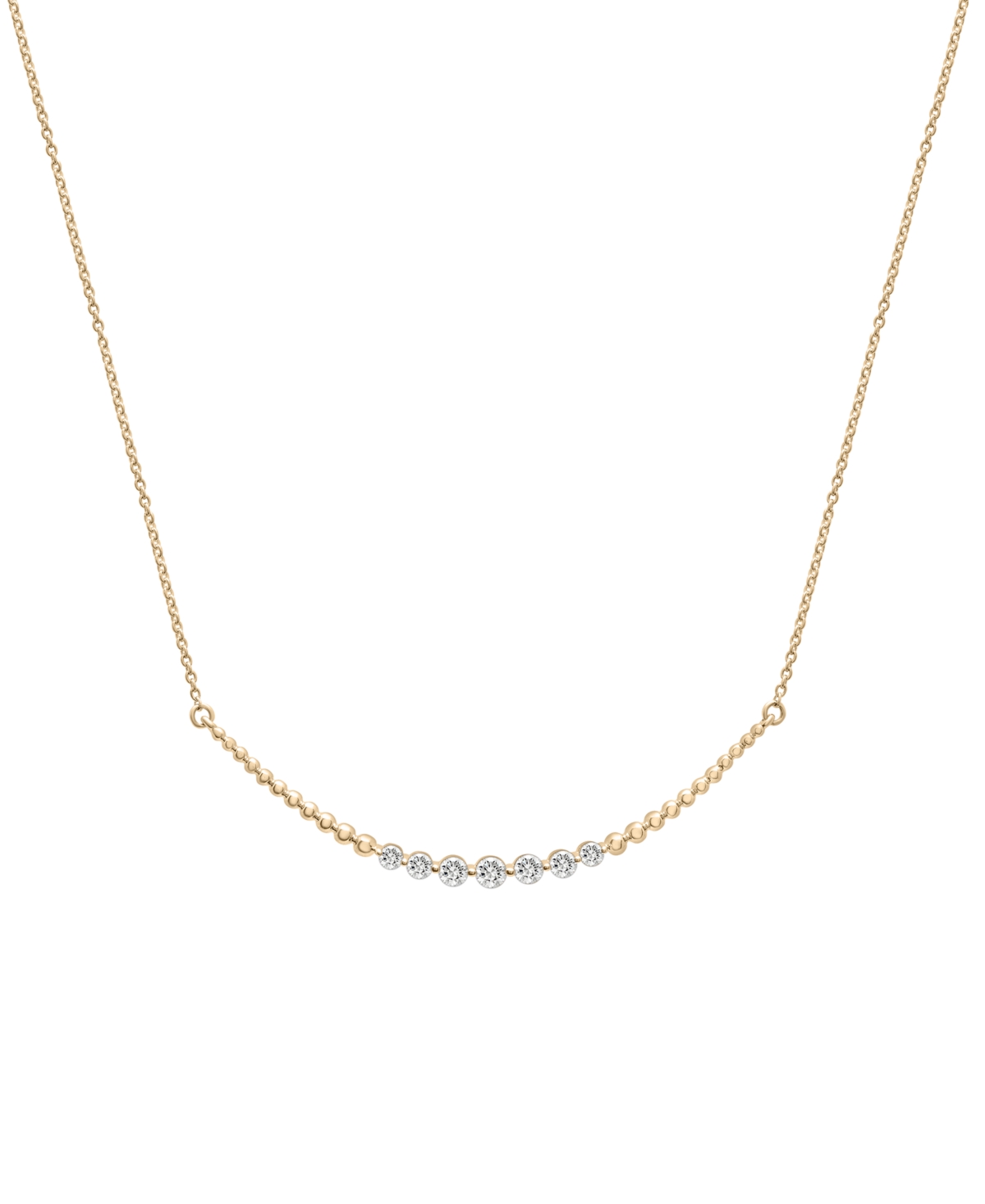 Diamond Curved Bar Statement Necklace (1/4 ct. t.w.) in 14k Gold, 15" + 2" extender, Created for Macy's - Yellow Gold