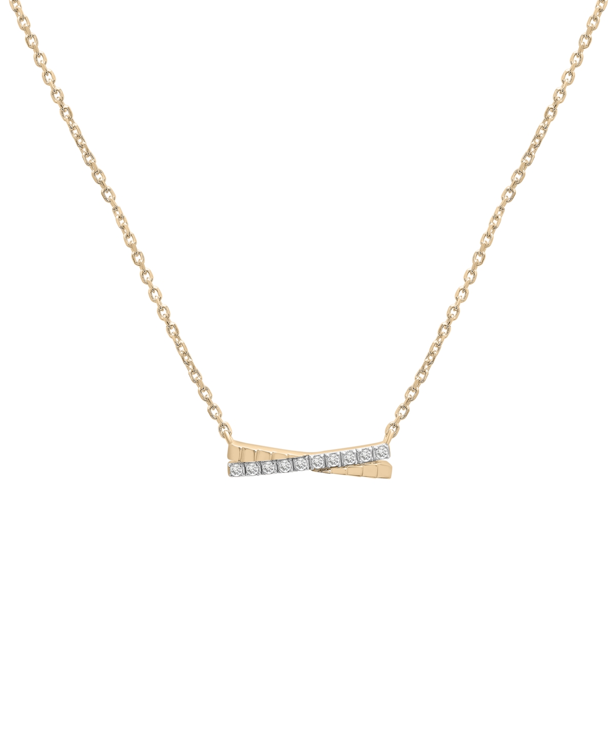Diamond Crisscross Bar 18" Pendant Necklace (1/10 ct. t.w.) in Gold Vermeil, Created for Macy's - Gold Vermeil