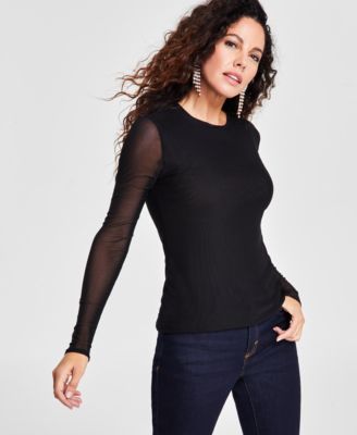 Women's Mesh Crewneck Top, Created for Macy's