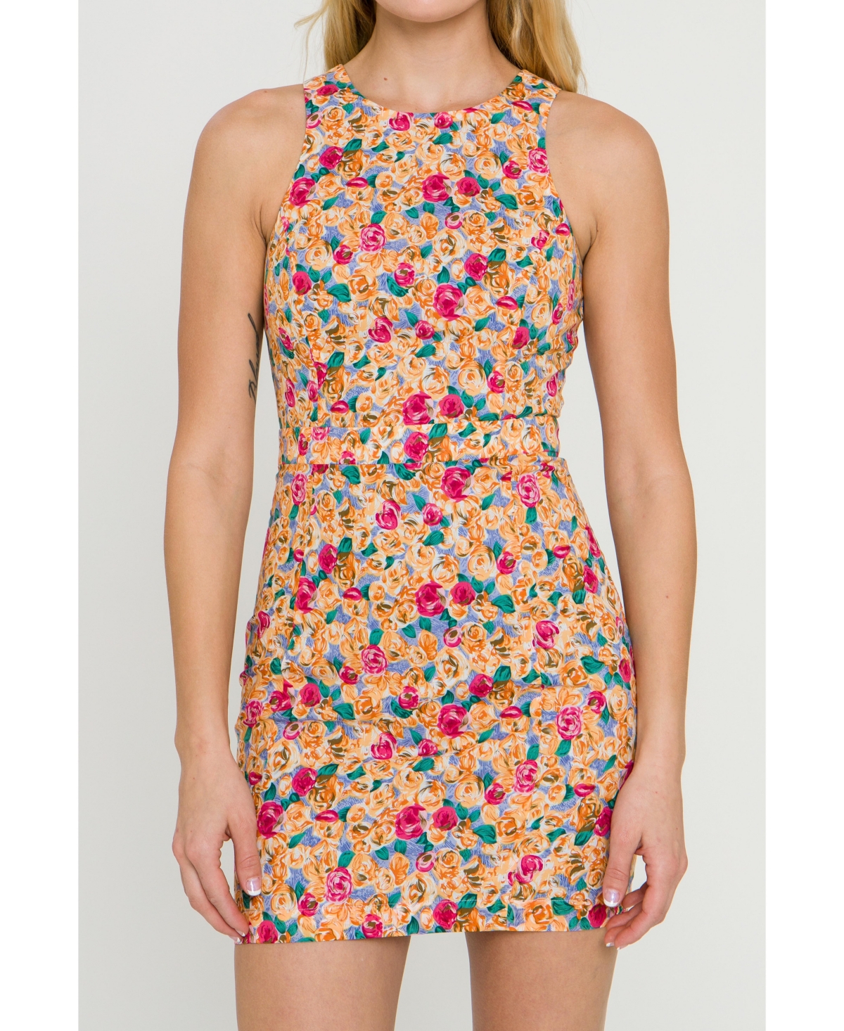 Women's Floral Fitted Mini Dress - Multi