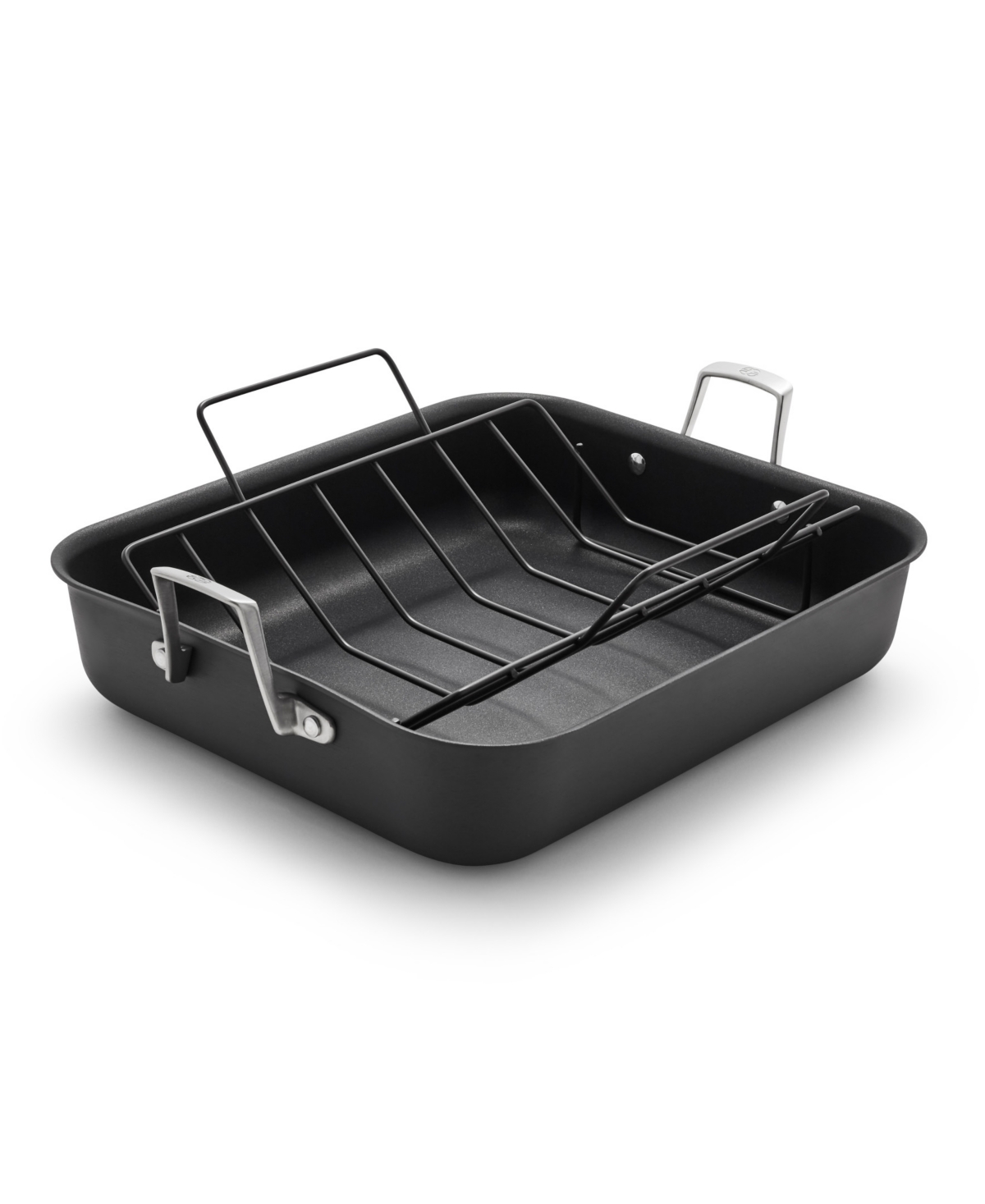 Shop Calphalon Premier Hard-anodized Nonstick 16" Roasting Pan With Rack In Black,stainless Steel