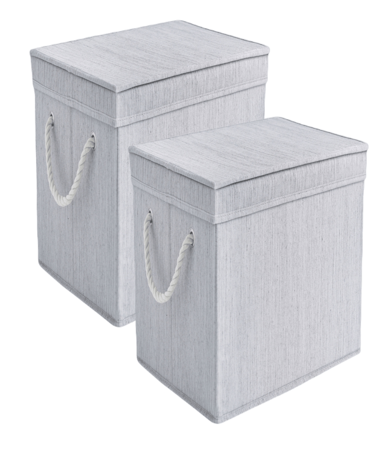 Wethinkstorage 34 Litre Collapsible Fabric Storage Bins With Lids And Cotton Rope Handles, Set Of 2 In Gray