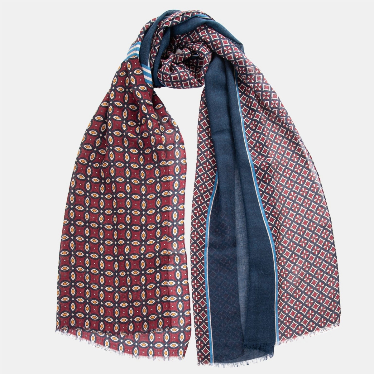 Men's Zagato - Wool Scarf for Men - Burgundy  blue