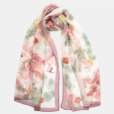 Elizabetta Women's Pink Long Silk Scarf - Floral