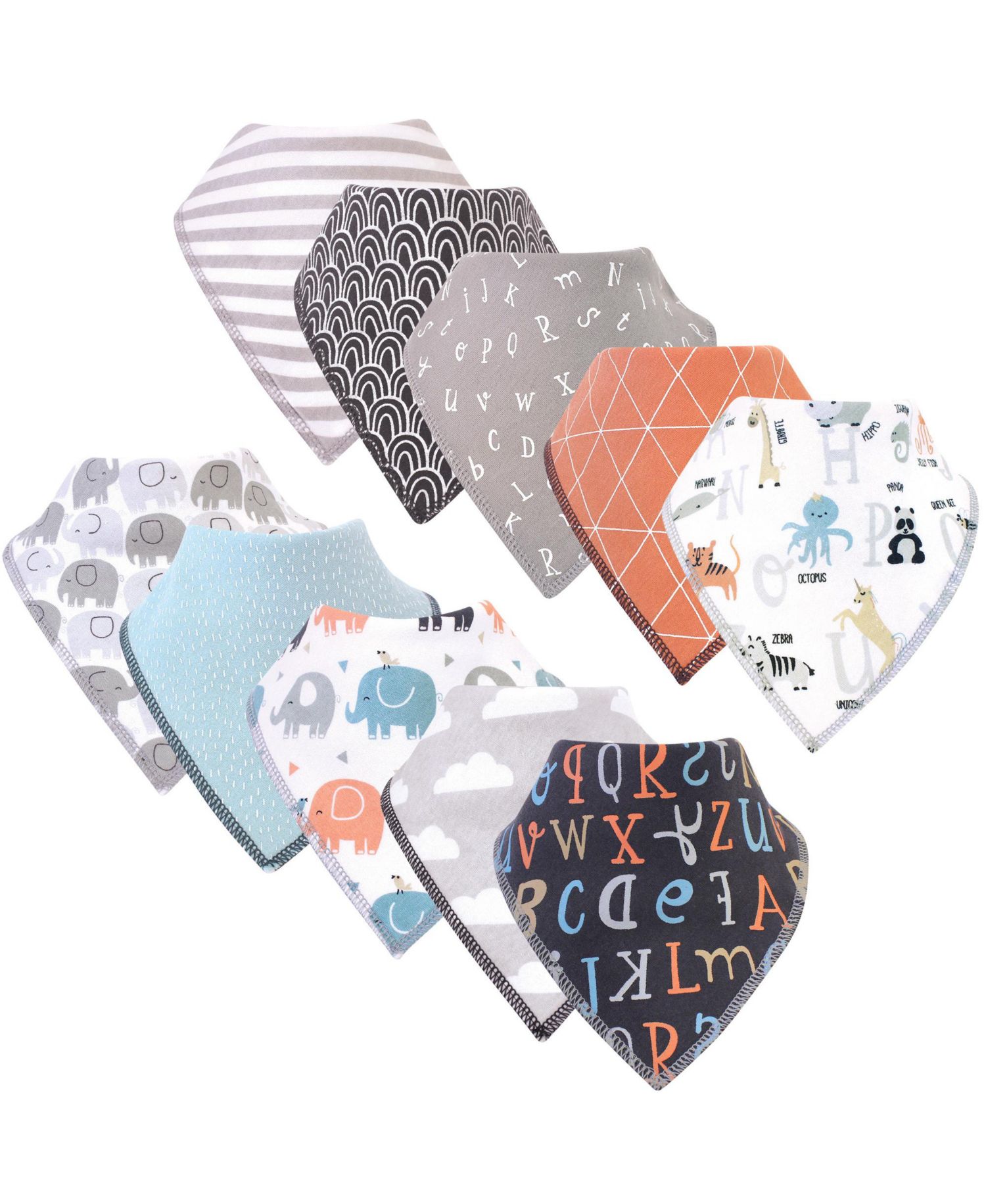 10Pk Pleated Bandana Bibs