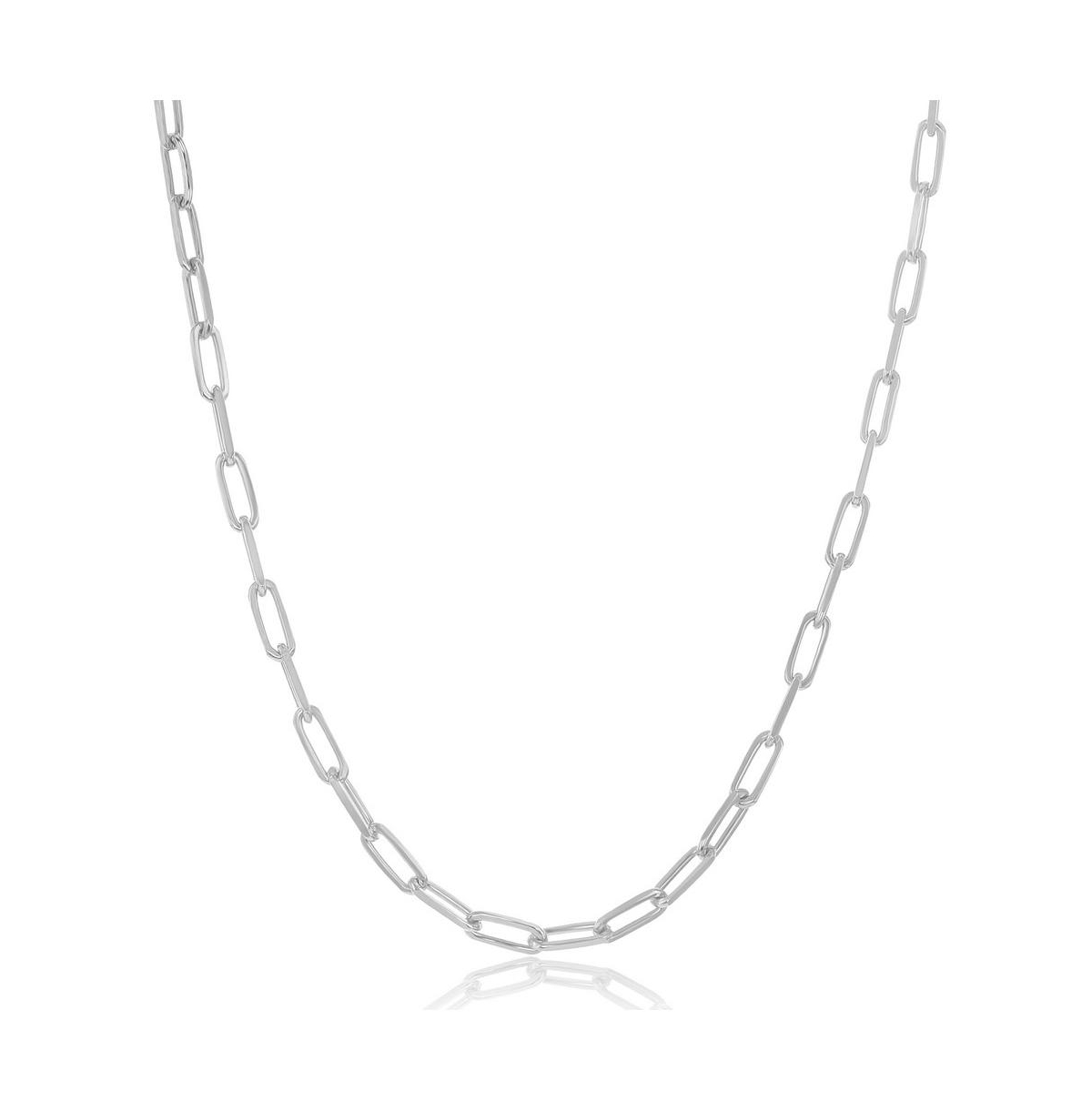 Simona Sterling Silver 2.8mm Paper Clip Linked Chain - Rhodium Plated