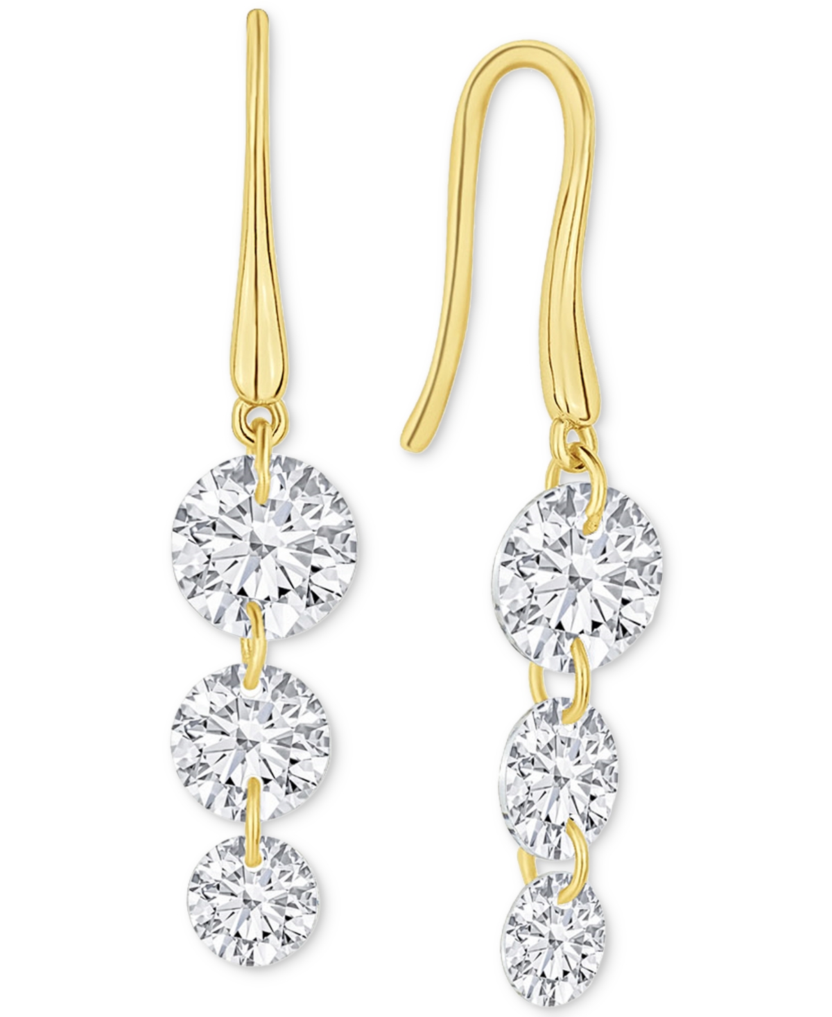 And Now This Cubic Zirconia Graduated Linear Drop Earrings In Gold Plated