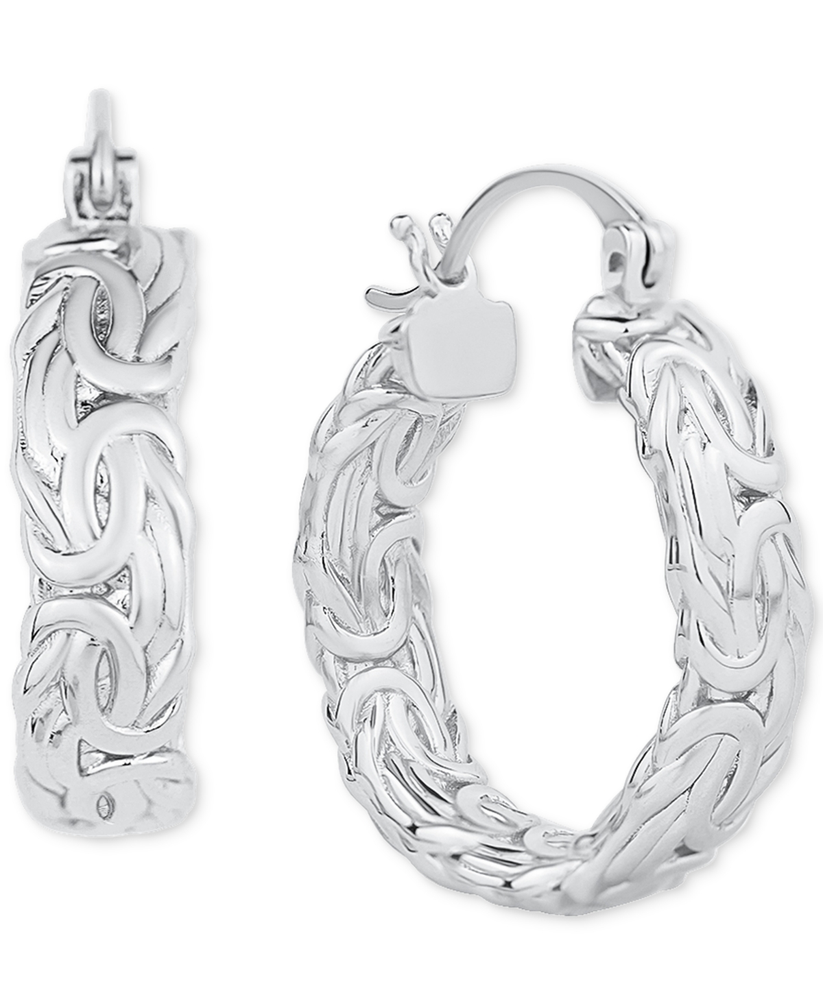 And Now This Byzantine Texture Small Hoop Earrings, 0.98" In Silver Plated