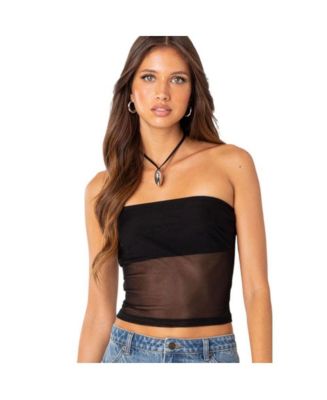 Edikted Women's Celestia Sheer Mesh Tube Top - Macy's