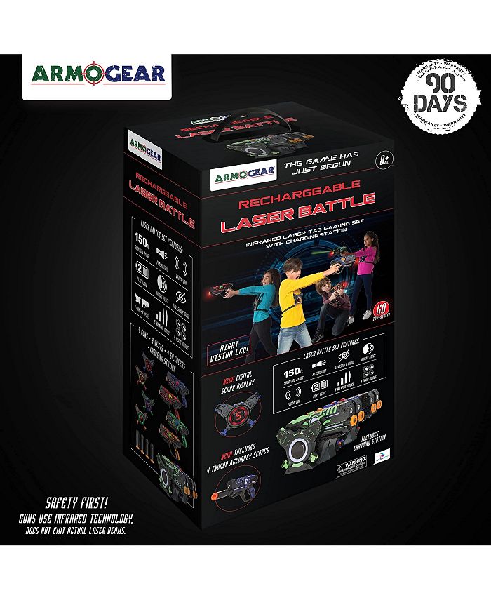 Kidzlane ArmoGear Rechargeable Laser Tag Guns Set of 4 and Vests Set of