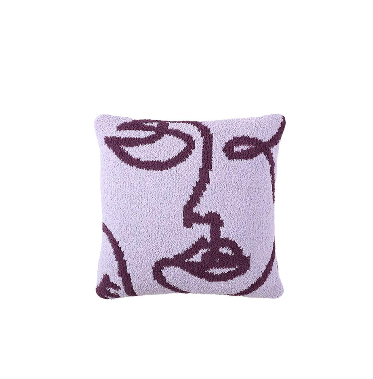 Sunday Citizen Faces Decorative Pillow, 20" X 20" In Grape
