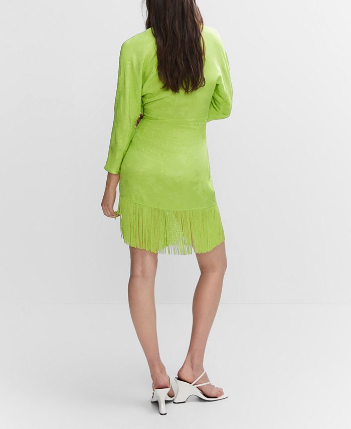 MANGO Women's Fringed Jacquard Dress Macy's