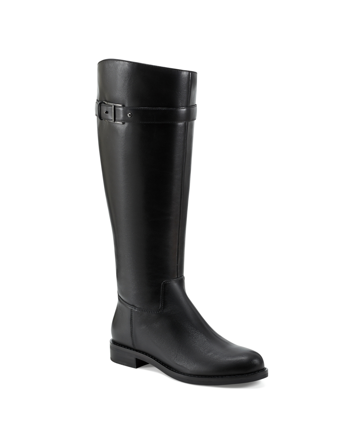 Women's Aubrey Wide Calf Round Toe Casual Riding Boots - Black Leather