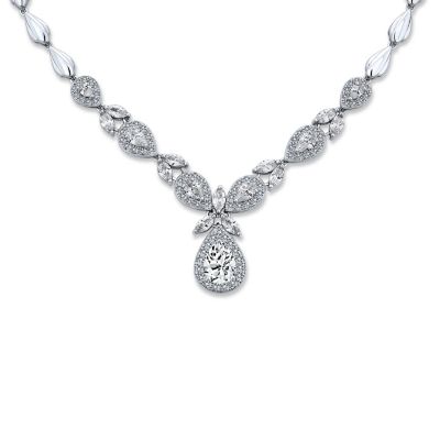  Jewelry Set Marquise Leaf Starburst Necklace & Earrings Silver Plated