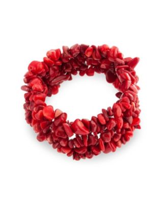 Large Natural Stones Cluster Multi Strand Collar Necklace & Stretch Bracelet Set