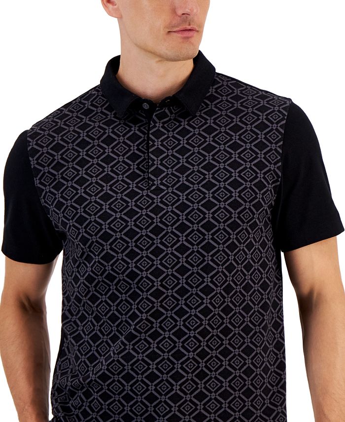 Lirien Short Sleeve Geo Jacquard Polo Dk-Blue main image 1