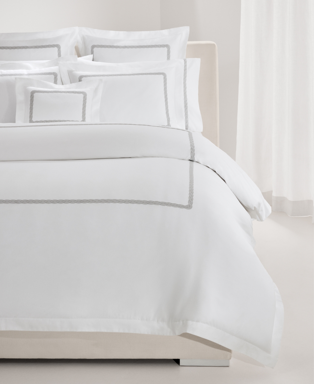 Shop Ralph Lauren Spencer Cable Embroidery Duvet Cover, King In Grey