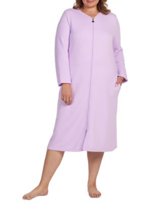 Miss Elaine - Plus Size Long-Sleeve Zip-Front Robe