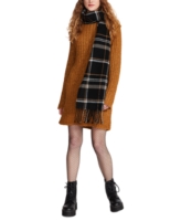 Steve Madden Women's Pop Plaid Fringe-Trim Scarf - Black