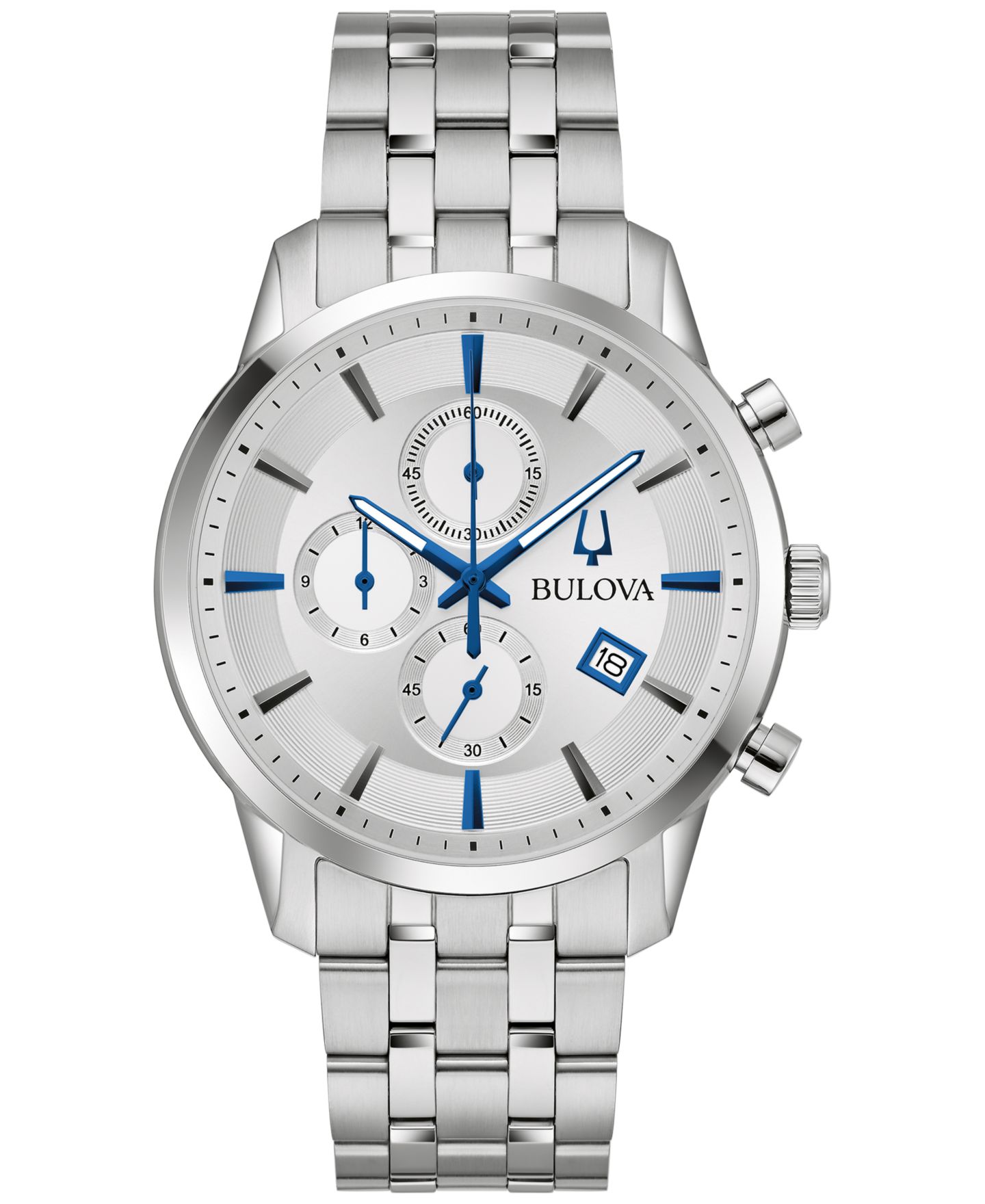 Мужские часы Bulova Chronograph Classic Sutton Stainless Steel Bracelet Watch 41mm — фото 1