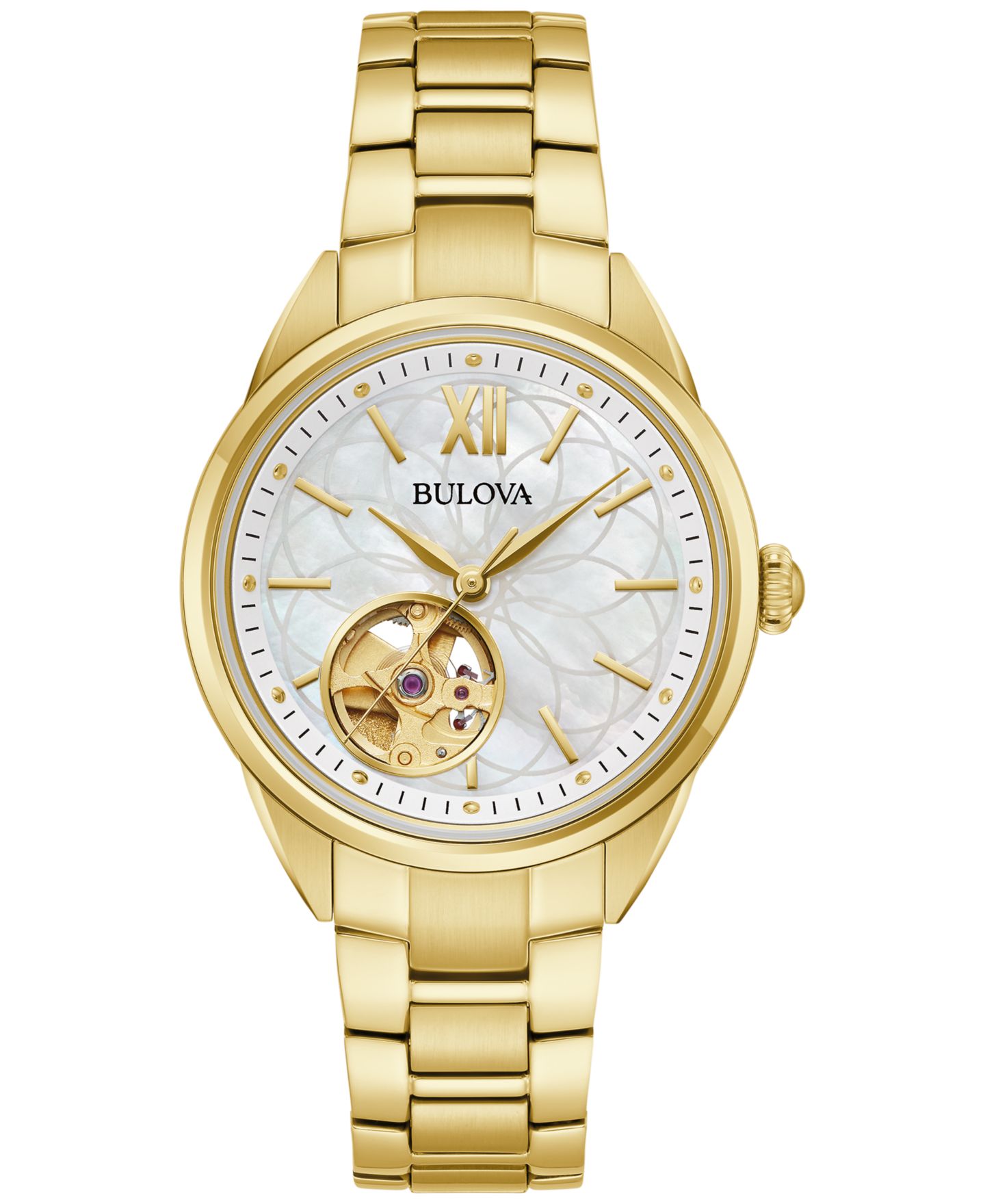 Женские часы Bulova Automatic Classic Sutton Gold-Tone Stainless Steel Bracelet Watch 35mm — фото 1
