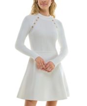 Big Size V- Neck Flare Scuba Dress With Pearl Belt - White - Wholesale  Womens Clothing Vendors For Boutiques