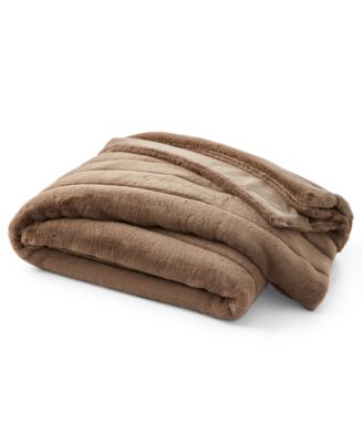 Channeled Faux Fur Throw, 50" x 60", Exclusively at Macy’s