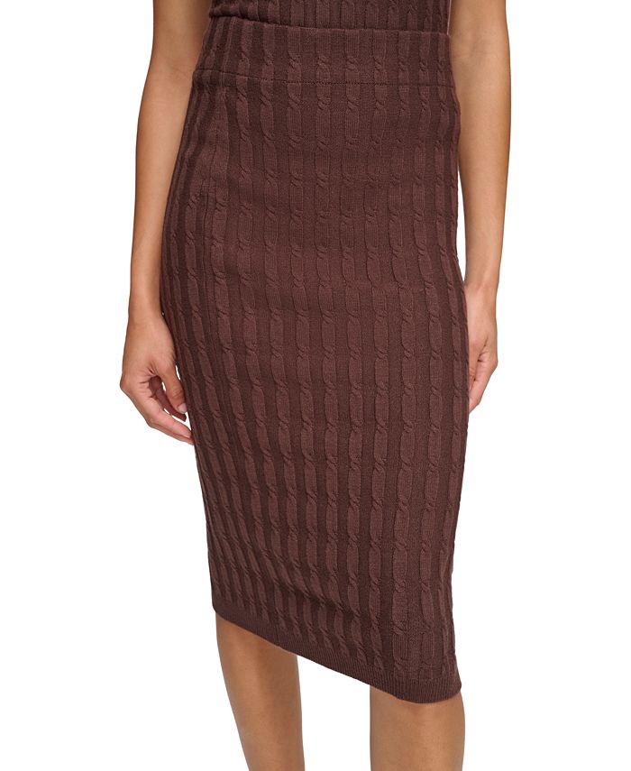 Brown pull on deals pencil skirt