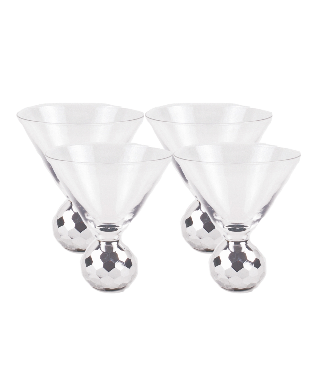 8 Oak Lane Glass Disco Martini, 4 Piece Set In Silver