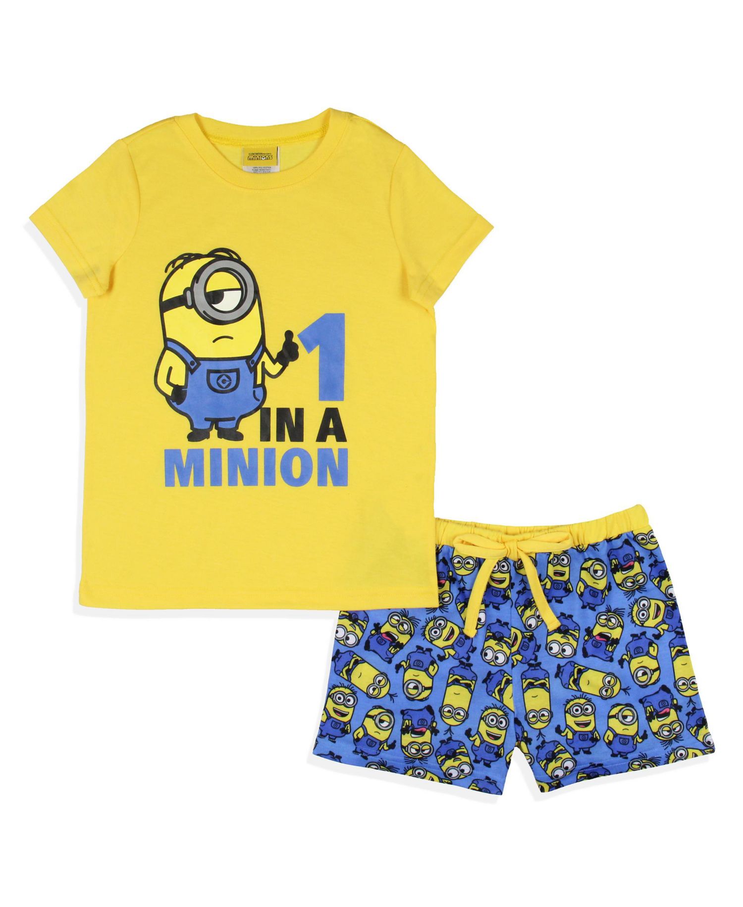 Girls' Movie Minions 1 In A Minion Kids Sleep 2PC Pajama Short Set