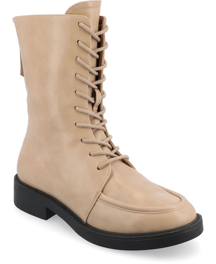 Almond toe lace top up boots
