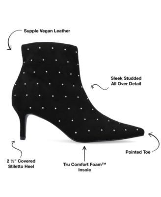Women's Rossia Stud Embellished Pointed Toe Kitten Heel Dress Booties
