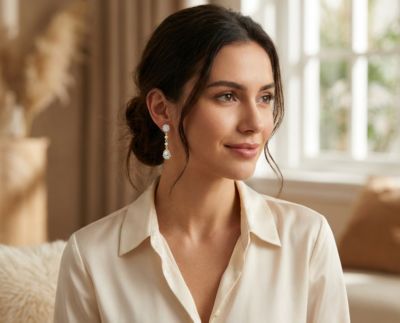 Crown Halo Cubic Zirconia CZ Teardrop Chandelier Clip On Earrings Non-Pierced