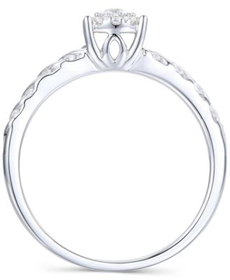 Diamond Halo Cluster Ring (1/3 ct. t.w.) in Sterling Silver