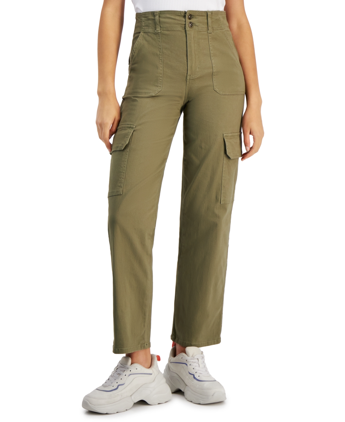 Celebrity Pink Juniors' High Rise Straight-leg Cargo Pants In Crushed Or