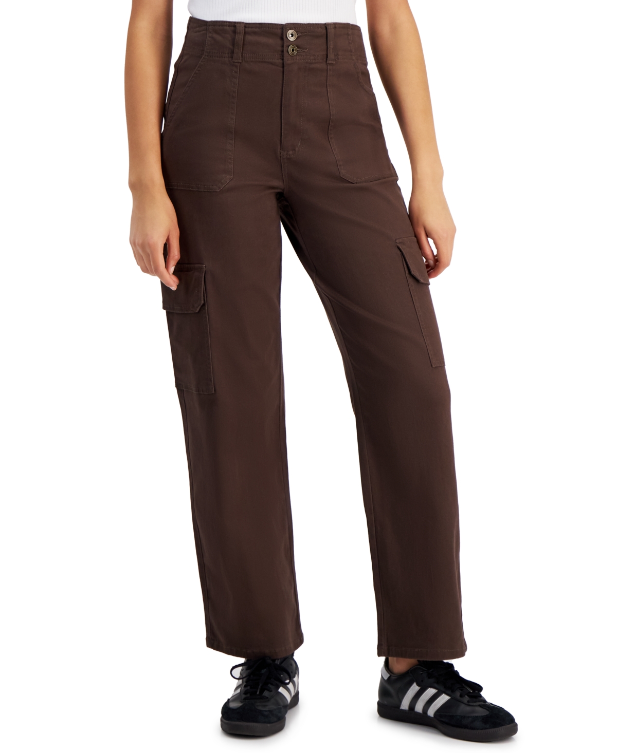 Celebrity Pink Juniors' High Rise Straight-leg Cargo Pants In Brown