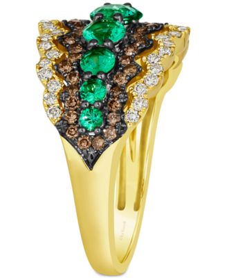 Costa Smeralda Emeralds (3/4 ct. t.w.) & Diamond (5/8 ct. t.w.) Scalloped Edge Ring in 14k Gold