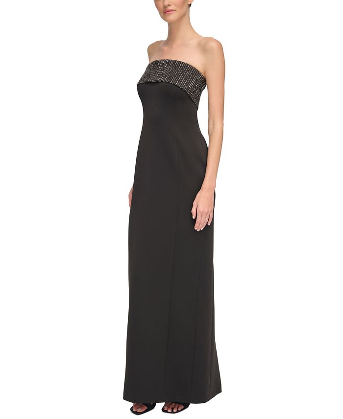 Calvin Klein Women's Embellished-Overlay Strapless Gown - Macy's