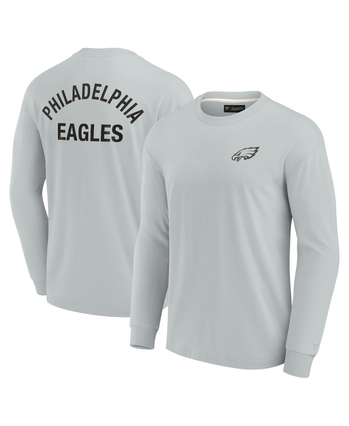 Shop Fanatics Signature Men's And Women's  Gray Philadelphia Eagles Super Soft Long Sleeve T-shirt