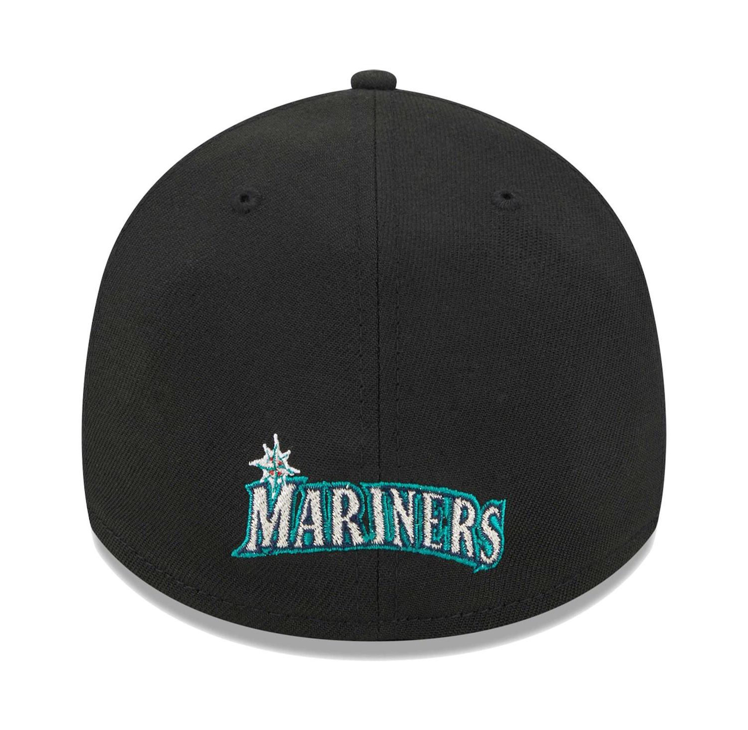 Men's Black Seattle Mariners Logo 39THIRTY Flex Hat