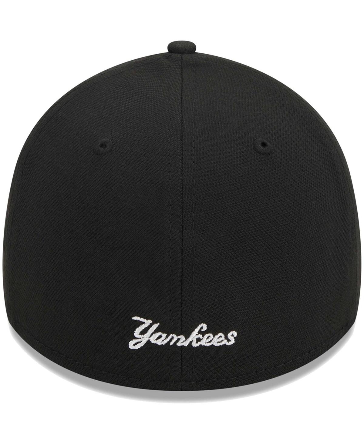 New Era Men's  Black New York Yankees Logo 39thirty Flex Hat In Black