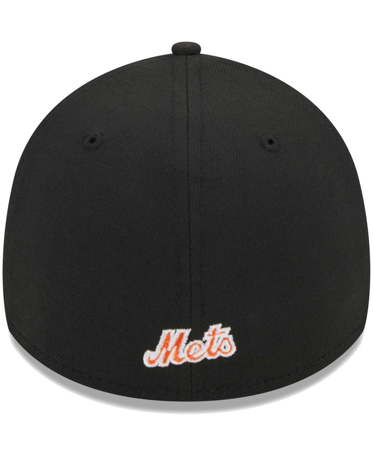 New Era Men's  Black New York Mets Logo 39thirty Flex Hat In Black