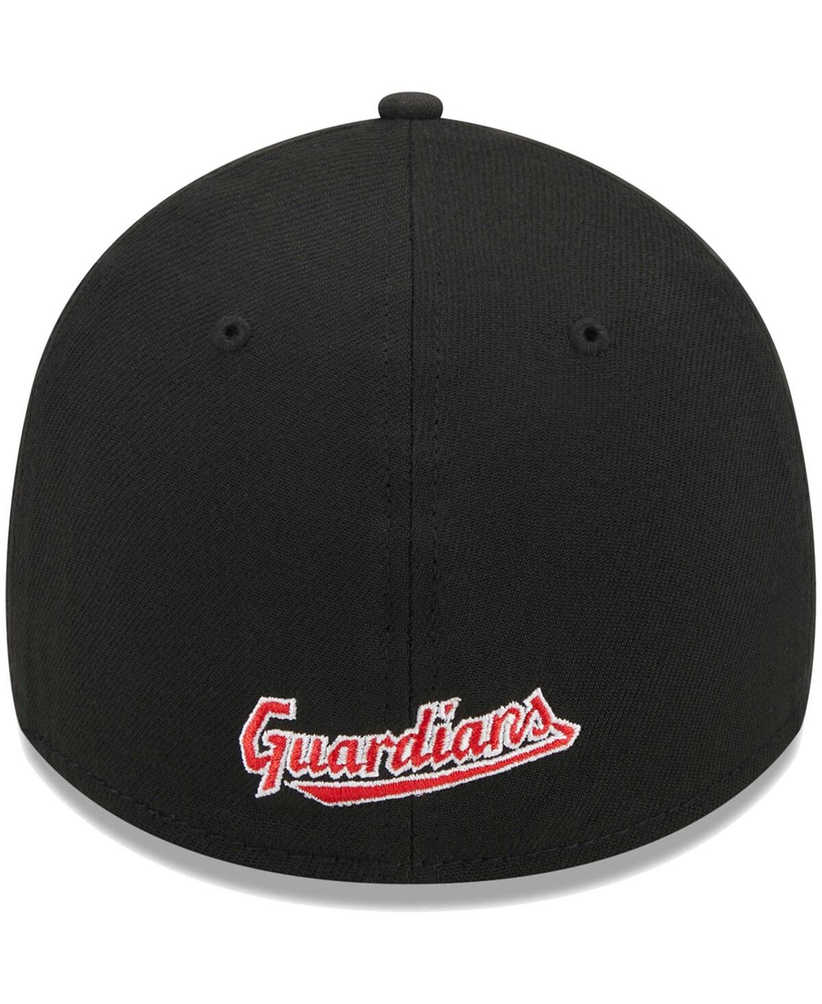 New Era Men's  Black Cleveland Guardians Logo 39thirty Flex Hat In Black