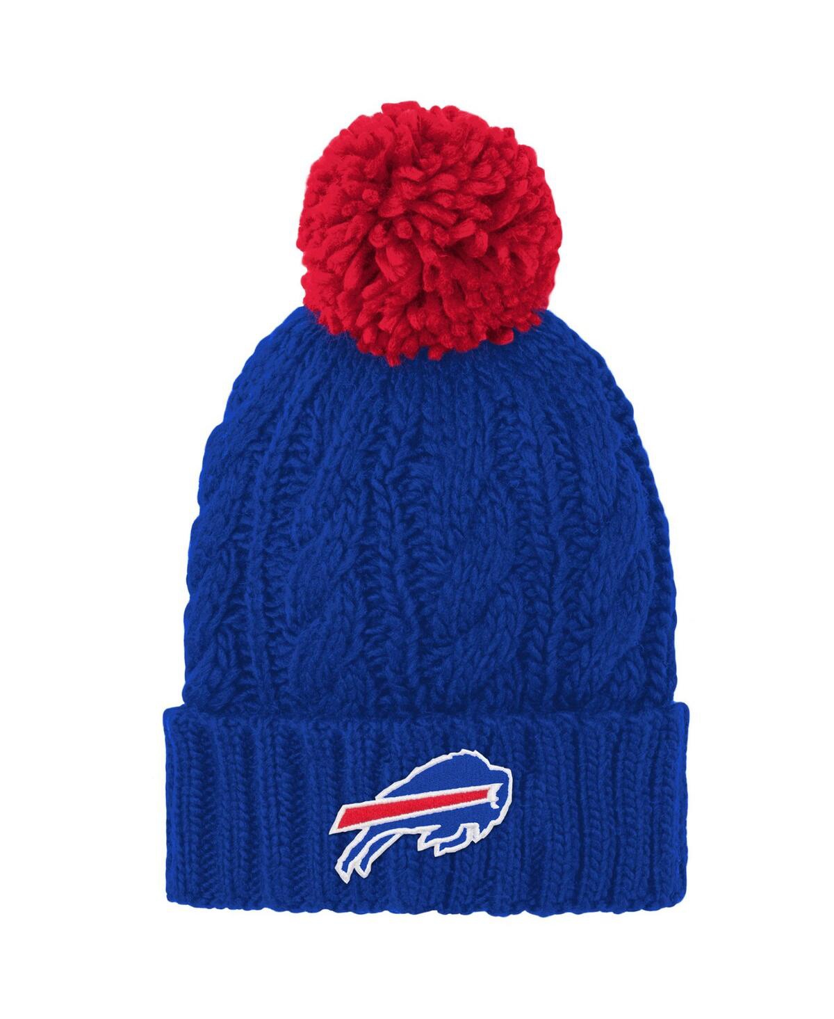 Outerstuff Kids' Big Girls Royal Buffalo Bills Team Cable Cuffed Knit Hat With Pom