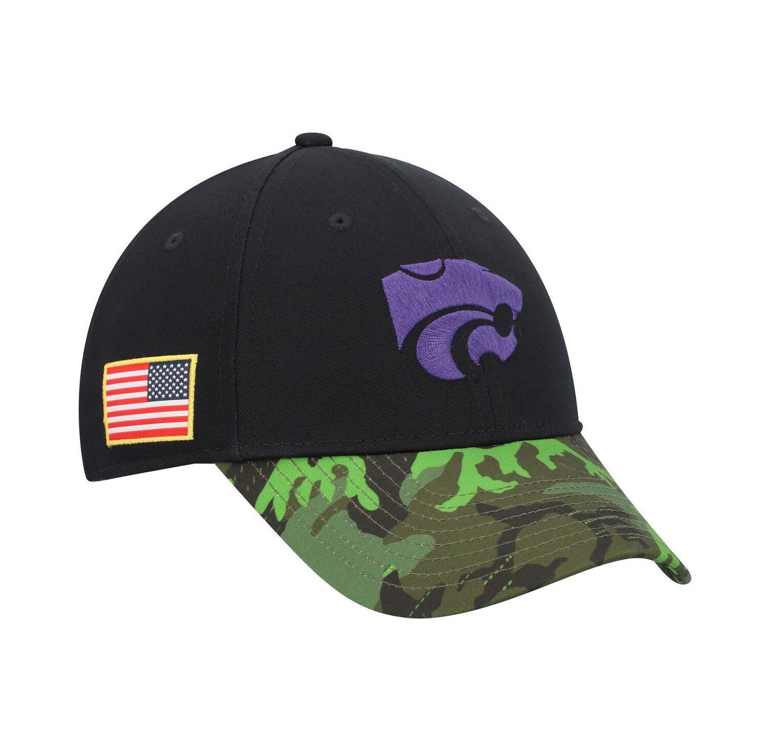Men's Black, Camo Kansas State Wildcats Veterans Day 2Tone Legacy91 Adjustable Hat
