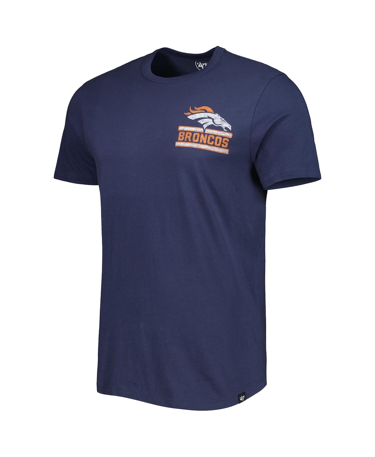 Shop 47 Brand Men's ' Navy Denver Broncos Open Field Franklin T-shirt