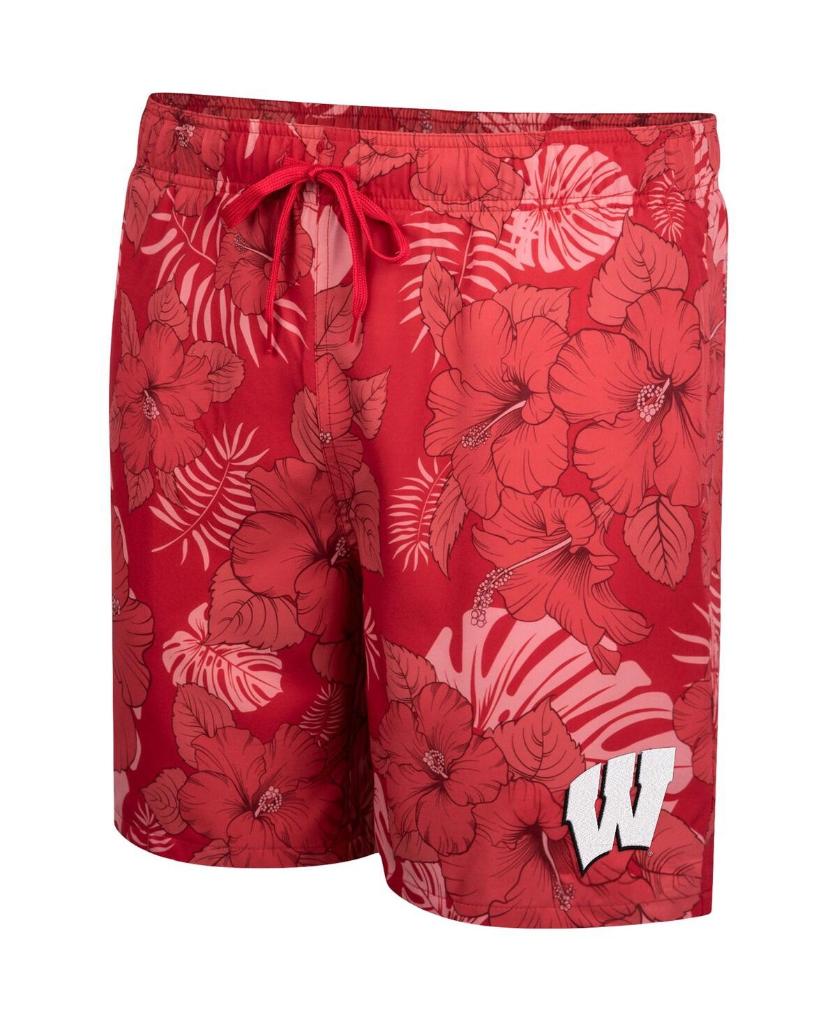 Shop Colosseum Men's  Red Wisconsin Badgers The Dude Swim Shorts