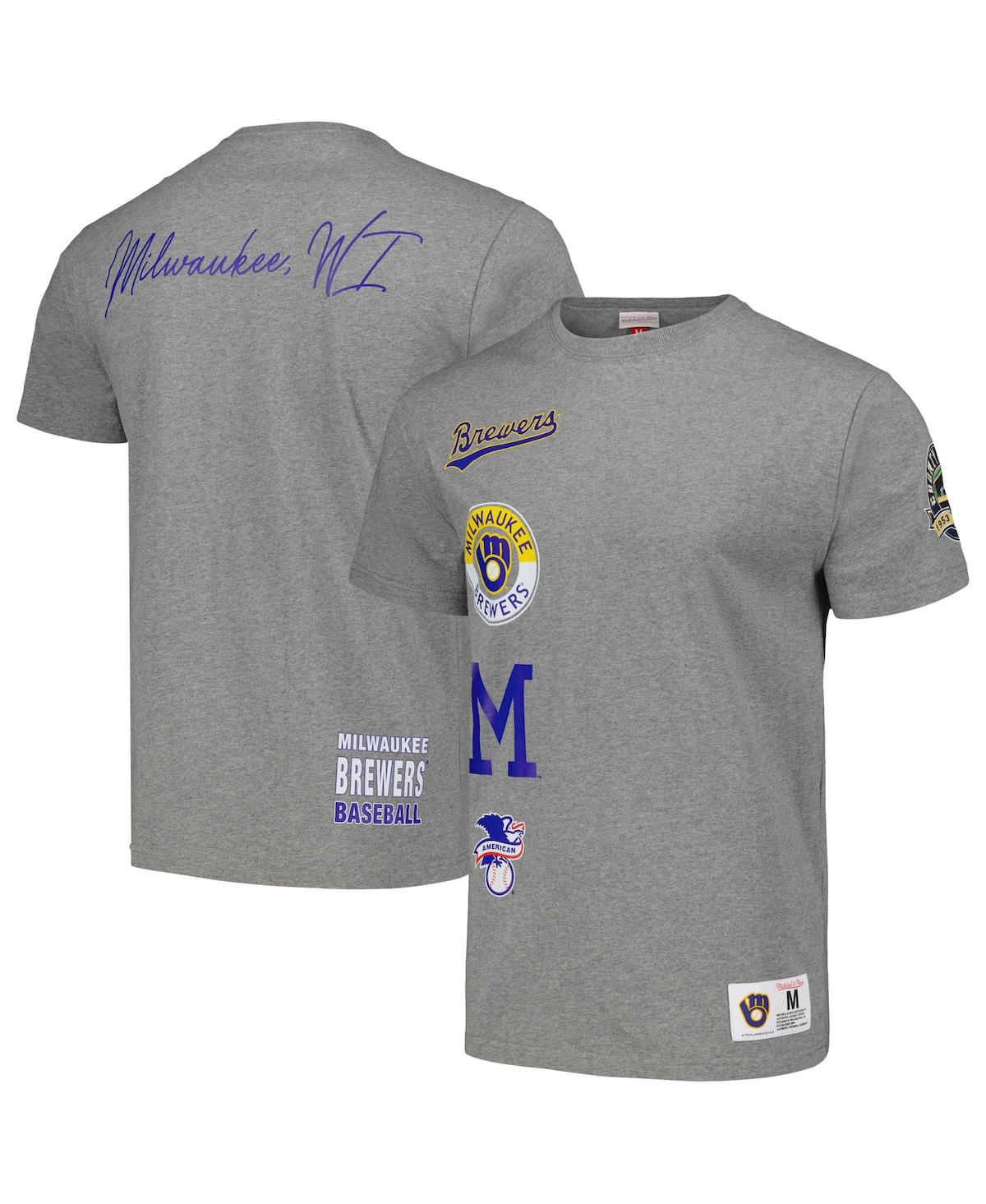 Mitchell & Ness Men's  Heather Gray Milwaukee Brewers Cooperstown Collection City Collection T-shirt