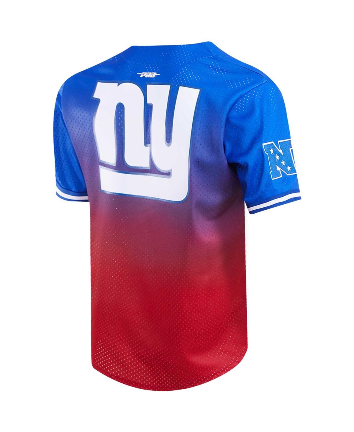 PRO STANDARD MEN'S PRO STANDARD ROYAL, RED NEW YORK GIANTS OMBRE MESH BUTTON-UP SHIRT 
